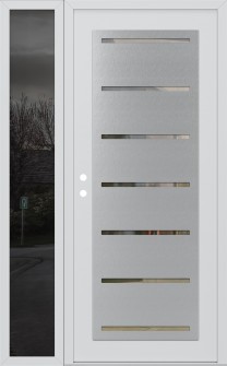 Diamond C11 48" x 80" white/white clear Glass Panel stainless steel RHI with Sidelite mirrored Glass