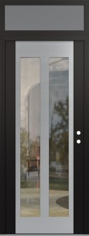 Diamond C14 36" x 96" black/black clear Glass Panel stainless steel LHI with Transom frosted Glass