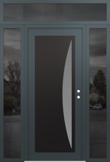 Diamond C13 68" x 96" anthracite/anthracite frosted Glass Panel black LHI with 2 Sidelites and Transom mirrored Glass