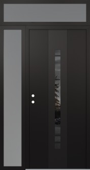 DIAMOND A3 50" X 96" BLACK/BLACK MIRRORED GLASS PANEL BLACK RHI WITH SIDELITE AND TRANSOM FROSTED GLASS