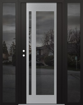 Diamond C15 60" x 80" black/black mirrored Glass Panel stainless steel RHI with 2 Sidelites mirrored Glass