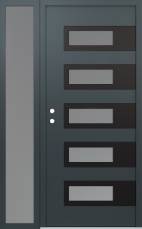 Diamond D3 50" x 80" anthracite/anthracite frosted Glass Panel black RHI with Sidelite frosted Glass