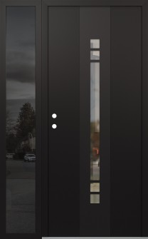 DIAMOND A4 50" X 80" BLACK/BLACK CLEAR GLASS PANEL BLACK RHI WITH SIDELITE MIRRORED GLASS