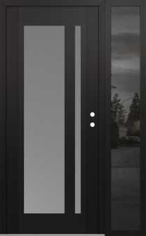 Diamond C15 52" x 80" black/white frosted Glass Panel black LHI with Sidelite mirrored Glass