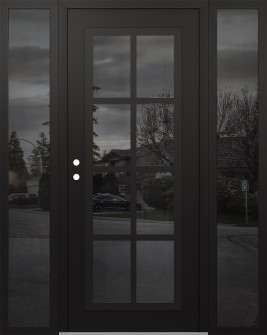 Diamond C16 60" x 80" black/black mirrored Glass Panel black RHI with 2 Sidelites mirrored Glass