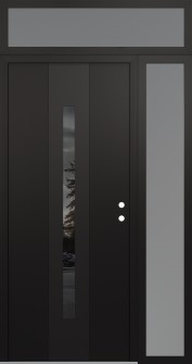 DIAMOND A2 52" X 96" BLACK/BLACK MIRRORED GLASS PANEL BLACK LHI WITH SIDELITE AND TRANSOM FROSTED GLASS