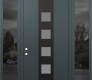Modern Steel Front Door DIAMOND A13 64" X 96" ANTHRACITE/ANTHRACITE FROSTED GLASS PANEL BLACK RHI WITH 2 SIDELITES AND TRANSOM MIRRORED GLASS