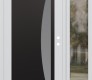 Modern Steel Front Door Diamond C13 48" x 80" white/white frosted Glass Panel black LHI with Sidelite clear Glass