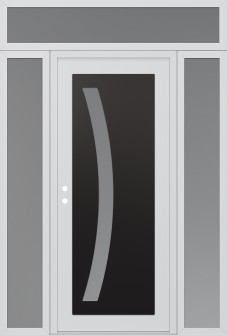 Diamond C4 64" x 96" white/white frosted Glass Panel black RHI with 2 Sidelites and Transom frosted Glass