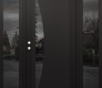 Modern Steel Front Door Diamond C13 60" x 80" black/black mirrored Glass Panel black RHI with 2 Sidelites mirrored Glass