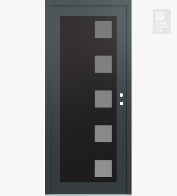 Modern Steel Front Door Diamond C5 36" x 80" anthracite/anthracite frosted Glass Panel black LHI