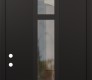 Modern Steel Front Door DIAMOND A9 36" X 96" BLACK/BLACK CLEAR GLASS PANEL BLACK RHI WITH TRANSOM FROSTED GLASS