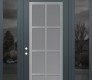 Modern Steel Front Door Diamond C16 68" x 96" anthracite/anthracite frosted Glass Panel stainless steel RHI with 2 Sidelites and Transom mirrored Glass