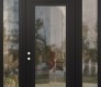 Modern Steel Front Door Diamond C1 64" x 96" black/black clear Glass Panel black RHI with 2 Sidelites and Transom clear Glass
