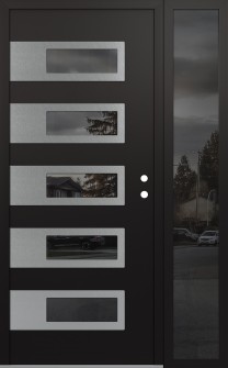 Diamond D3 48" x 80" black/black mirrored Glass Panel stainless steel LHI with Sidelite mirrored Glass