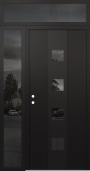 DIAMOND A12 48" X 96" BLACK/BLACK MIRRORED GLASS PANEL BLACK RHI WITH SIDELITE AND TRANSOM MIRRORED GLASS