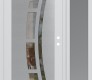 Modern Steel Front Door Diamond C12 50" x 80" white/white clear Glass Panel stainless steel LHI with Sidelite frosted Glass