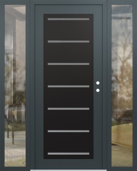 Diamond C11 60" x 80" anthracite/anthracite frosted Glass Panel black LHI with 2 Sidelites clear Glass