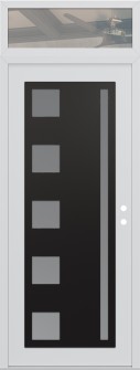 Diamond C3 36" x 96" white/white frosted Glass Panel black LHI with Transom clear Glass