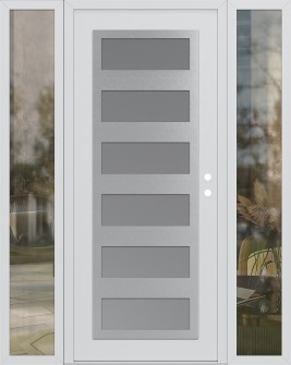Diamond C9 60" x 80" white/white frosted Glass Panel stainless steel LHI with 2 Sidelites clear Glass