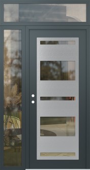 Diamond C10 50" x 96" anthracite/anthracite clear Glass Panel stainless steel RHI with Sidelite and Transom clear Glass