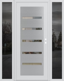 Diamond C7 60" x 80" white/white clear Glass Panel stainless steel LHI with 2 Sidelites mirrored Glass