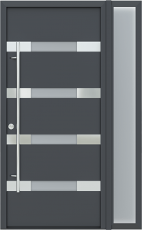 MODERN FRONT STEEL DOOR AURA ANTRACIT/WHITE 49 1/4" X 81 11/16" RHI + SIDELITE RIGHT