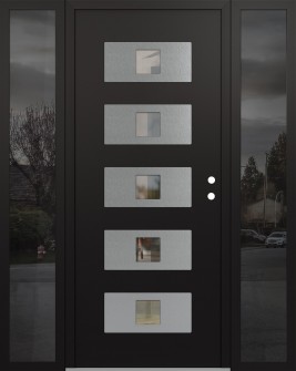 Diamond D8 64" x 80" black/black clear Glass Panel stainless steel LHI with 2 Sidelites mirrored Glass