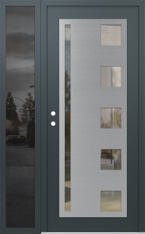 Diamond C3 48" x 80" anthracite/anthracite clear Glass Panel stainless steel RHI with Sidelite mirrored Glass