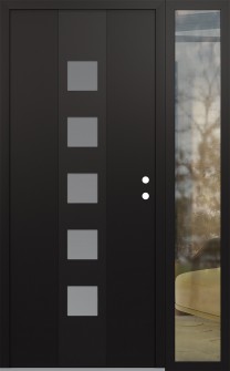 DIAMOND A13 48" X 80" BLACK/WHITE FROSTED GLASS PANEL BLACK LHI WITH SIDELITE CLEAR GLASS