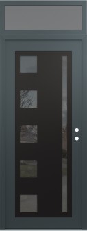 Diamond C3 36" x 96" anthracite/anthracite mirrored Glass Panel black LHI with Transom frosted Glass