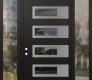 Modern Steel Front Door Diamond D3 64" x 96" black/black mirrored Glass Panel stainless steel RHI with 2 Sidelites and Transom clear Glass