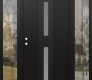 Modern Steel Front Door DIAMOND A6 68" X 80" BLACK/WHITE FROSTED GLASS PANEL BLACK RHI WITH 2 SIDELITES CLEAR GLASS
