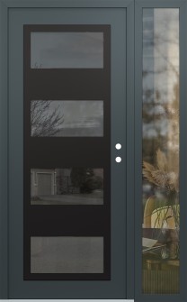 Diamond C2 50" x 80" anthracite/anthracite mirrored Glass Panel black LHI with Sidelite clear Glass