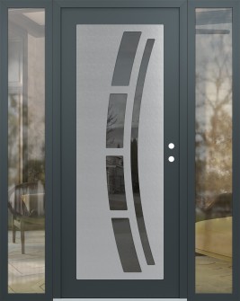 Diamond C12 60" x 80" anthracite/anthracite mirrored Glass Panel stainless steel LHI with 2 Sidelites clear Glass
