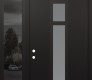 Modern Steel Front Door DIAMOND A9 48" X 96" BLACK/WHITE FROSTED GLASS PANEL BLACK RHI WITH SIDELITE AND TRANSOM MIRRORED GLASS
