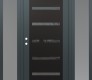 Modern Steel Front Door Diamond C7 60" x 80" anthracite/anthracite mirrored Glass Panel black RHI with 2 Sidelites frosted Glass