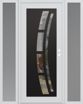 Diamond C12 64" x 80" white/white clear Glass Panel black LHI with 2 Sidelites frosted Glass