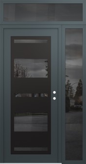 Diamond C10 48" x 96" anthracite/anthracite mirrored Glass Panel black LHI with Sidelite and Transom mirrored Glass