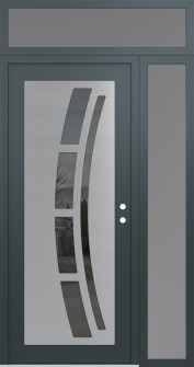 Diamond C12 50" x 96" anthracite/anthracite mirrored Glass Panel stainless steel LHI with Sidelite and Transom frosted Glass