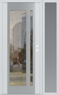 Diamond C15 48" x 80" white/white clear Glass Panel stainless steel LHI with Sidelite frosted Glass