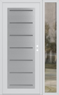Diamond C11 50" x 80" white/white frosted Glass Panel stainless steel LHI with Sidelite clear Glass