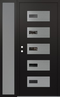 Diamond D7 52" x 80" black/black Mirrored Glass Panel stainless steel RHI with Sidelite frosted Glass