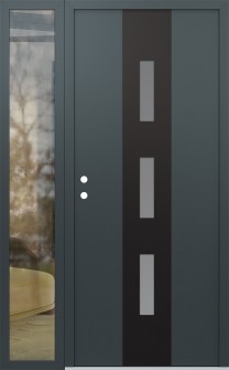 DIAMOND A7 52" X 80" ANTHRACITE/ANTHRACITE FROSTED GLASS PANEL BLACK RHI WITH SIDELITE CLEAR GLASS