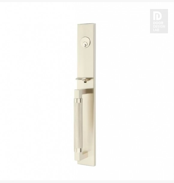 EMTEK HERCULES KNURLED FULL LENGTH SINGLE CYLINDER KEYD 4219 SATIN NICKEL US15 for Steel Front Doors