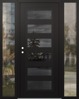 Diamond C9 60" x 80" black/black mirrored Glass Panel black RHI with 2 Sidelites clear Glass