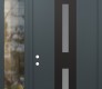 Modern Steel Front Door DIAMOND A6 50" X 96" ANTHRACITE/ANTHRACITE FROSTED GLASS PANEL BLACK RHI WITH SIDELITE AND TRANSOM CLEAR GLASS