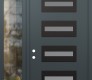 Modern Steel Front Door Diamond D4 52" x 96" anthracite/anthracite frosted Glass Panel black RHI with Sidelite and Transom clear Glass