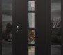 Modern Steel Front Door DIAMOND A10 64" X 80" BLACK/BLACK CLEAR GLASS PANEL BLACK RHI WITH 2 SIDELITES MIRRORED GLASS