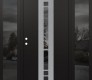 Modern Steel Front Door DIAMOND A3 64" X 80" BLACK/BLACK MIRRORED GLASS PANEL STAINLESS STEEL RHI WITH 2 SIDELITES MIRRORED GLASS